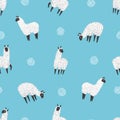 Cute llama seamless pattern. Vector background with alpaca