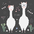 Cute llamas for wedding invitation.