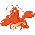 Cute lobster cartoon waving isolated on white background Royalty Free Stock Photo