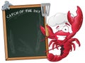 Cute Lobster Chef with Sign Board. Royalty Free Stock Photo