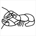 Cute lobster monochrome lineart cartoon vector illustration motif set. Hand drawn isolated crustacean elements clipart