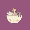 The cute logo pet shop with colorfull ikon.