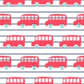 Cute London city buses seamless pattern wallpaper. Royalty Free Stock Photo