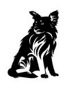 cute lonely mixed breed pet dog black and white vector portrait