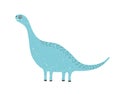 Cute long-necked dinosaur isolated on white background. Blue adorable diplodocus. Funny extinct animal. Amusing wild Royalty Free Stock Photo