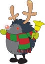 Cute looking hedgehog,dressed as Rudolph the Reindeer