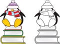 Cute looking school penguin coloring book