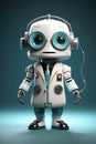 cute looking small toy robot generated with AI. Big round cyan colored eyes.