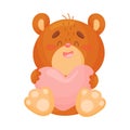 Cute love bear. Vector illustration on white background.