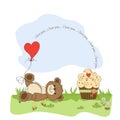 Cute love card with teddy bear Royalty Free Stock Photo