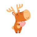 Cute love elk. Vector illustration on white background.