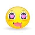 Cute love emoji. Cartoon style. Vector illustration smile icon.