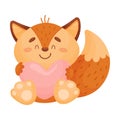 Cute love foxes. Vector illustration on white background.