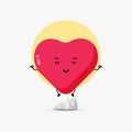 Cute love heart character meditating Royalty Free Stock Photo