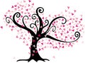 Cute love tree with heart leaves