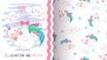 Cute love unicorn - seamless pattern.