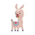 Cute lovely baby llama. Funny alpaca domesticated animal. Childish print for sticker, card, textile, nursery decor