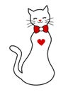Cute lovely black white red cat illustration isolated on white background Royalty Free Stock Photo
