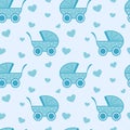 Cute and lovely blue baby background seamless pattern cartoon illustration