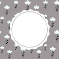 Cute lovely card frame with light blue abstract flowers and circle template to place your text Royalty Free Stock Photo