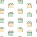 Cute lovely cartoon gift box seamless pattern background illustration Royalty Free Stock Photo