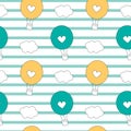 Cute lovely cartoon hot air balloons seamless vector pattern background illustration