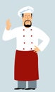 Cute lovely chef is showing ok sign. Funny cartoon character