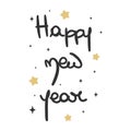 Cute lovely hand drawn lettering happy new year vector greeting card