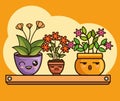 cute lovely kawaii house plants cartoons