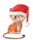 cute lovely little cheetah character with christmas hat