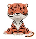 cute lovely little tiger cartoon character sitting