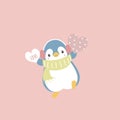 cute and lovely penguin holding heart, happy valentine\'s day, love concept Royalty Free Stock Photo