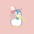 cute and lovely penguin holding heart, happy valentine\'s day, love concept Royalty Free Stock Photo