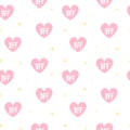 Cute lovely pink hearts with bff text seamless vector pattern background illustration