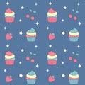 Cute lovely rainbow colorful cupcake seamless vector pattern background illustration