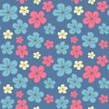 Cute lovely rainbow colorful flowers seamless vector pattern background illustration