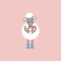 cute and lovely sheep with heart chocolate bar, happy valentine\'s day, love concept