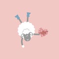 cute and lovely sheep with heart chocolate, happy valentine\'s day, love concept