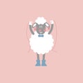 cute and lovely sheep holding hearts, happy valentine\'s day, birthday, love concept
