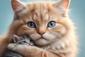 cute loving two cats, dad and son Royalty Free Stock Photo