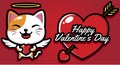 cute lucky cat cupid characters in valentines day greeting cards