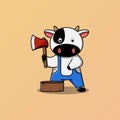 Cute lumberjack cow holding ax