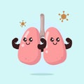Cute lungs organ mascot design illustration