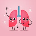 Cute lungs characters funny human internal mascot organ anatomy healthcare medical concept respiratory breathing system