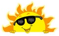 Cute lurking Sun with sunglasses Royalty Free Stock Photo