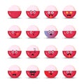 Cute lychee with emoticons set