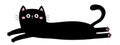 Cute lying cat. Kawaii cartoon baby pet character. Long body. Cute chilling black kitten head face. Happy Halloween. Greeting card Royalty Free Stock Photo