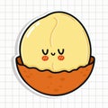 Cute Macadamia sticker character. Vector hand drawn cartoon kawaii character illustration icon. Fun Macadamia sticker