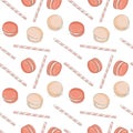 Cute macaroon seamless pattern. Hand draw overlapping backdrop