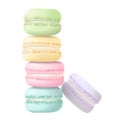 Cute macaroons tower Cake macaron or macaroon. Blue, rose, yellow and green. Vector illustration